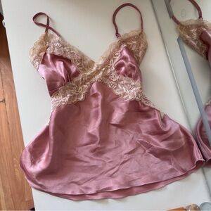 Vintage Rose Camisole with Cream Lace Trim